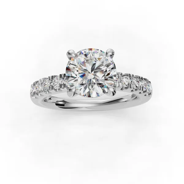 18K White Gold Round Engagement Ring Setting Image 4 SVS Fine Jewelry Oceanside, NY