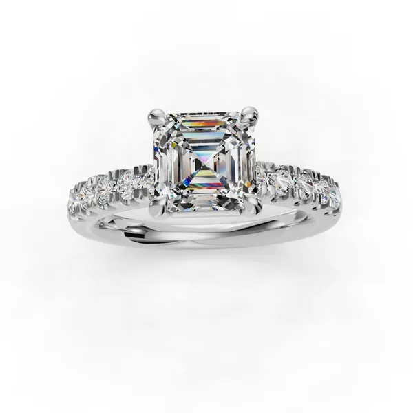 18K White Gold Asscher Engagement Ring Setting Image 4 SVS Fine Jewelry Oceanside, NY