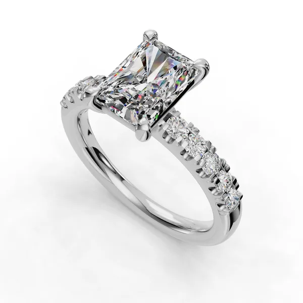 18K White Gold Radiant Engagement Ring Setting SVS Fine Jewelry Oceanside, NY