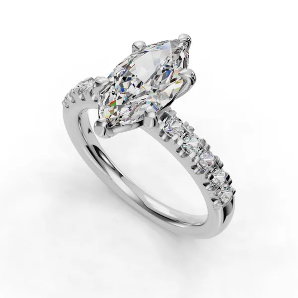 18K White Gold Marquise Engagement Ring Setting SVS Fine Jewelry Oceanside, NY