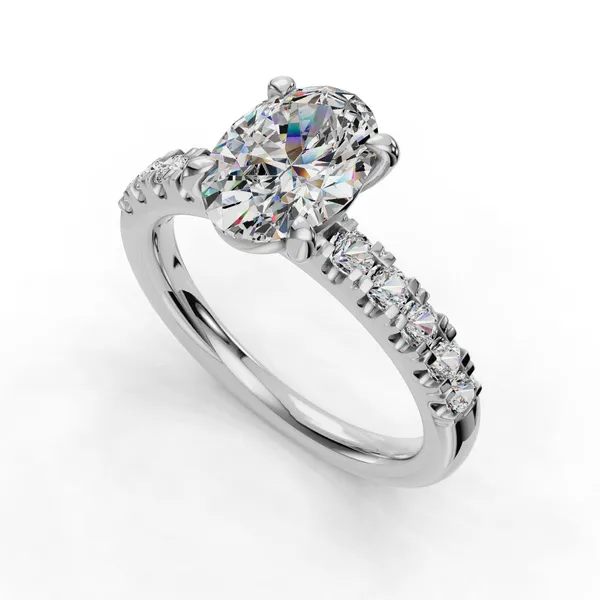 18K White Gold Oval Engagement Ring Setting SVS Fine Jewelry Oceanside, NY