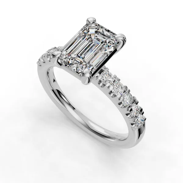 18K White Gold Emerald Engagement Ring Setting SVS Fine Jewelry Oceanside, NY