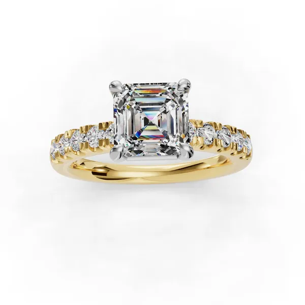 18K Yellow Gold Asscher Engagement Ring Setting Image 4 SVS Fine Jewelry Oceanside, NY