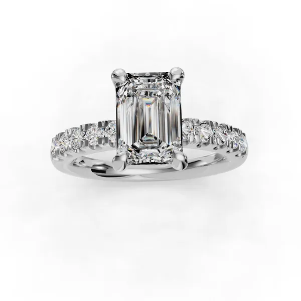 Platinum Emerald Engagement Ring Setting Image 4 SVS Fine Jewelry Oceanside, NY