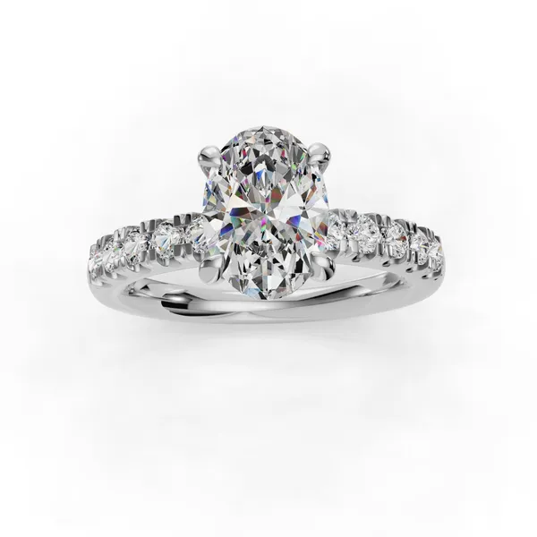Platinum Oval Engagement Ring Setting Image 4 SVS Fine Jewelry Oceanside, NY