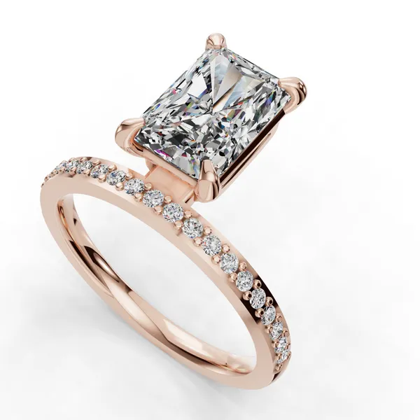 14K Rose Gold Radiant Engagement Ring Setting SVS Fine Jewelry Oceanside, NY