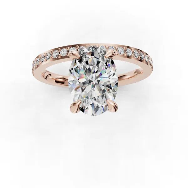 14K Rose Gold Oval Engagement Ring Setting Image 4 SVS Fine Jewelry Oceanside, NY
