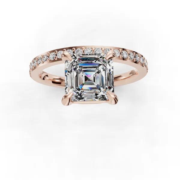 14K Rose Gold Asscher Engagement Ring Setting Image 4 SVS Fine Jewelry Oceanside, NY