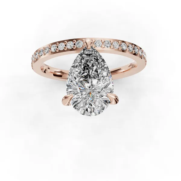 14K Rose Gold Pear Engagement Ring Setting Image 4 SVS Fine Jewelry Oceanside, NY