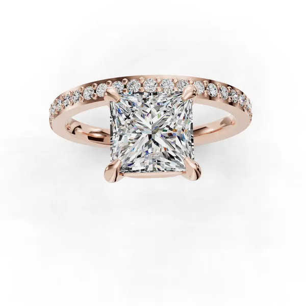 14K Rose Gold Princess Engagement Ring Setting Image 4 SVS Fine Jewelry Oceanside, NY