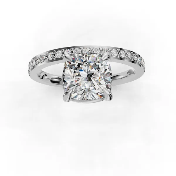 14K White Gold Cushion Engagement Ring Setting Image 4 SVS Fine Jewelry Oceanside, NY
