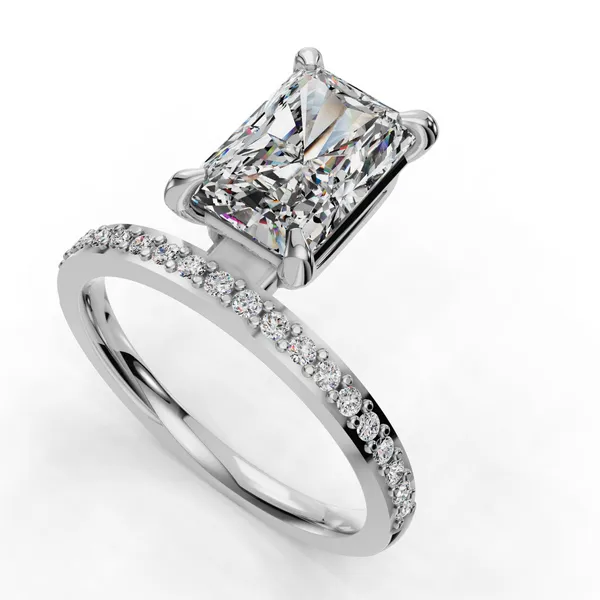 14K White Gold Radiant Engagement Ring Setting SVS Fine Jewelry Oceanside, NY