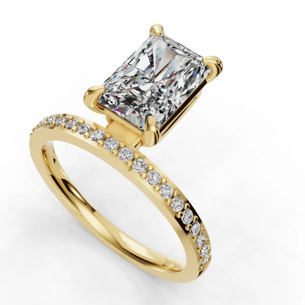 14K Yellow Gold Radiant Engagement Ring Setting SVS Fine Jewelry Oceanside, NY
