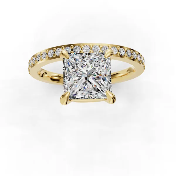 14K Yellow Gold Princess Engagement Ring Setting Image 4 SVS Fine Jewelry Oceanside, NY