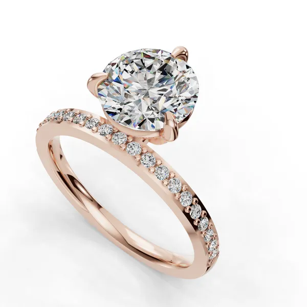 18K Rose Gold Round Engagement Ring Setting SVS Fine Jewelry Oceanside, NY
