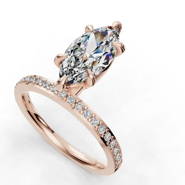 18K Rose Gold Marquise Engagement Ring Setting SVS Fine Jewelry Oceanside, NY