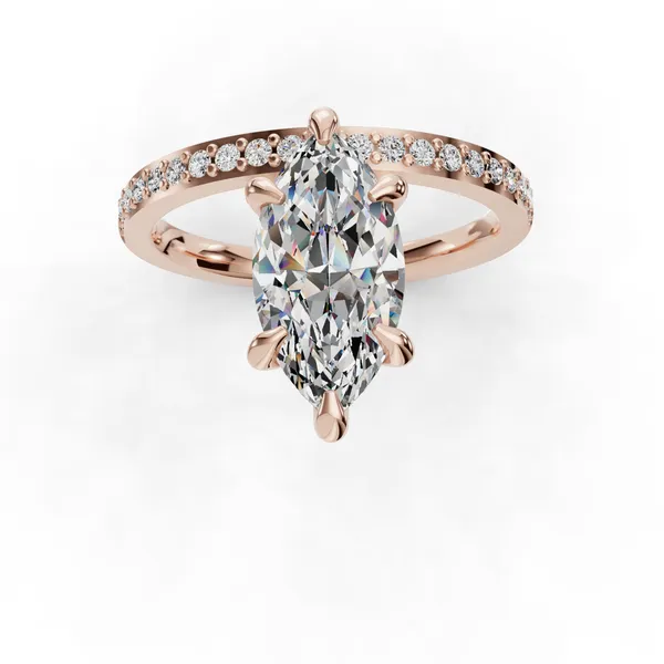 18K Rose Gold Marquise Engagement Ring Setting Image 4 SVS Fine Jewelry Oceanside, NY