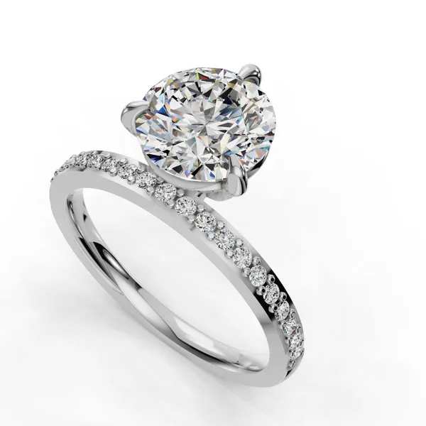 18K White Gold Round Engagement Ring Setting SVS Fine Jewelry Oceanside, NY