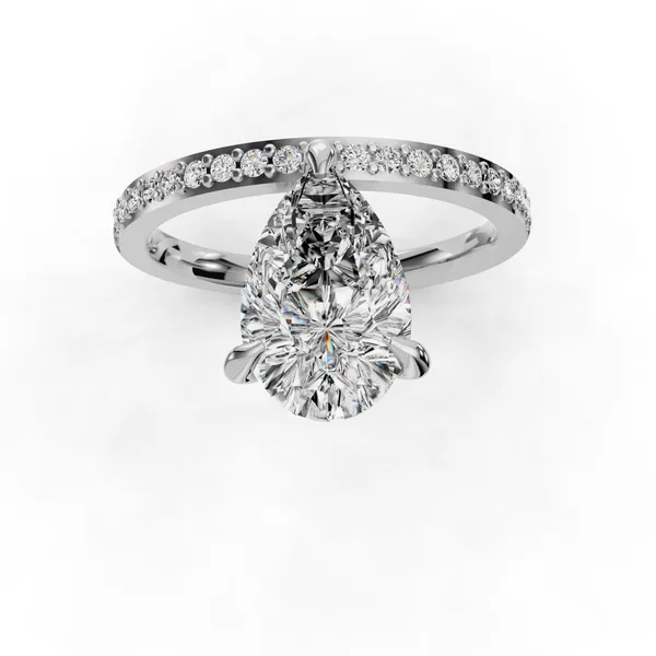18K White Gold Pear Engagement Ring Setting Image 4 SVS Fine Jewelry Oceanside, NY