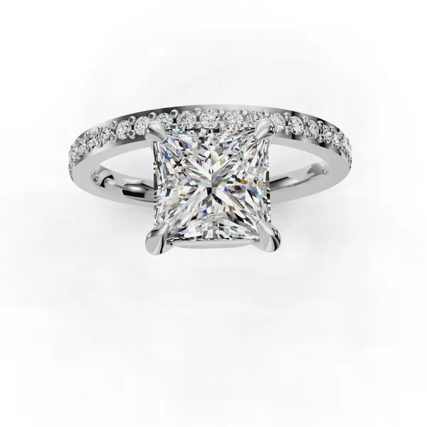 18K White Gold Princess Engagement Ring Setting Image 4 SVS Fine Jewelry Oceanside, NY