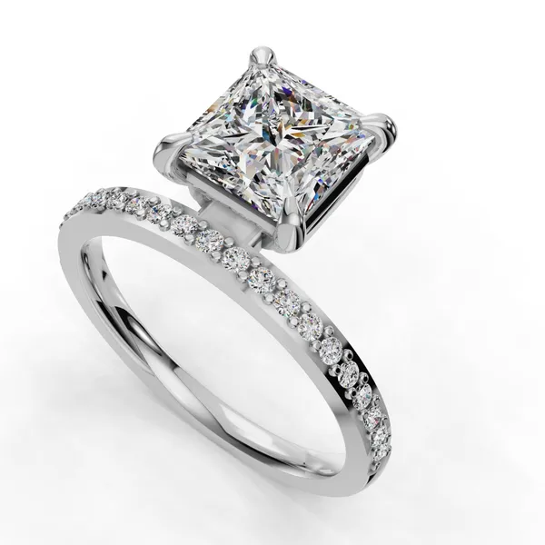 18K White Gold Princess Engagement Ring Setting SVS Fine Jewelry Oceanside, NY