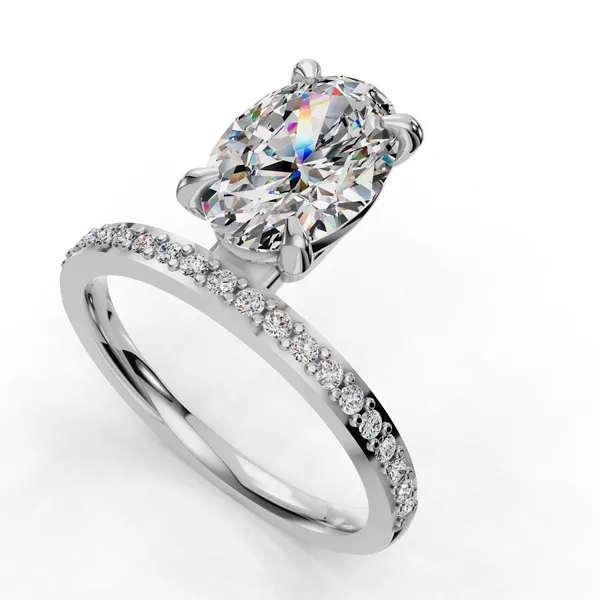 18K White Gold Oval Engagement Ring Setting SVS Fine Jewelry Oceanside, NY