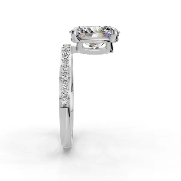 18K White Gold Oval Engagement Ring Setting Image 3 SVS Fine Jewelry Oceanside, NY