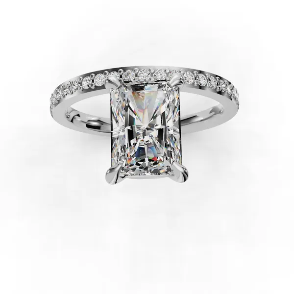 18K White Gold Radiant Engagement Ring Setting Image 4 SVS Fine Jewelry Oceanside, NY