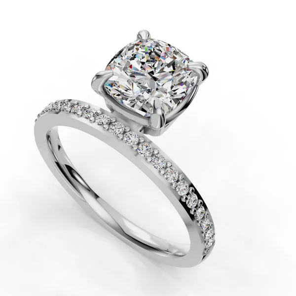 18K White Gold Cushion Engagement Ring Setting SVS Fine Jewelry Oceanside, NY