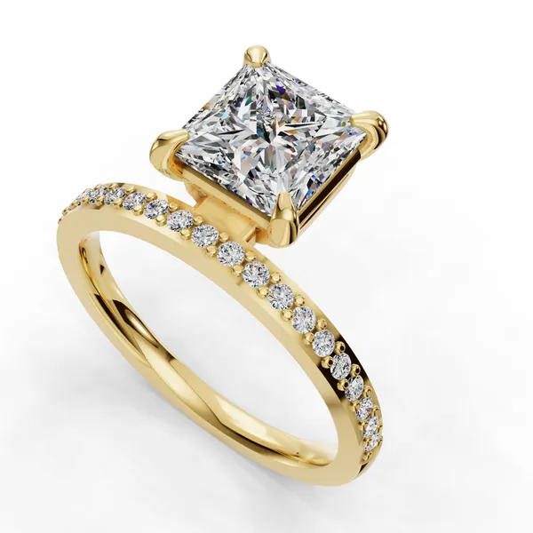 18K Yellow Gold Princess Engagement Ring Setting SVS Fine Jewelry Oceanside, NY