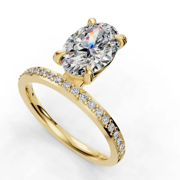 18K Yellow Gold Oval Engagement Ring Setting SVS Fine Jewelry Oceanside, NY