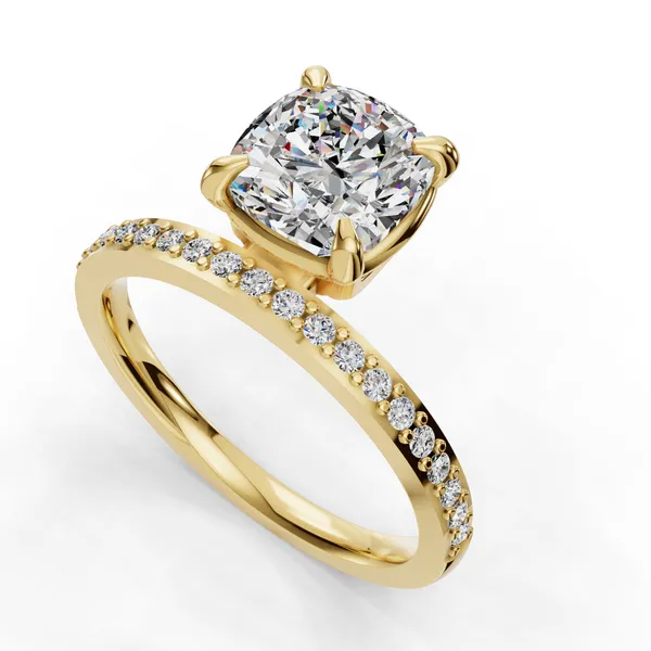 18K Yellow Gold Cushion Engagement Ring Setting SVS Fine Jewelry Oceanside, NY