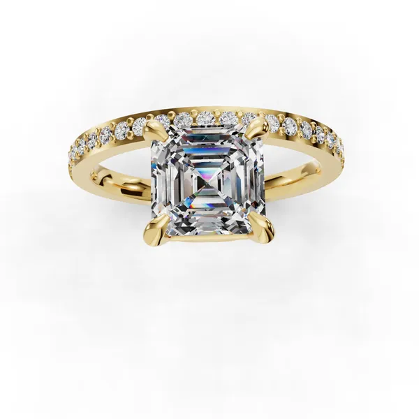 18K Yellow Gold Asscher Engagement Ring Setting Image 4 SVS Fine Jewelry Oceanside, NY