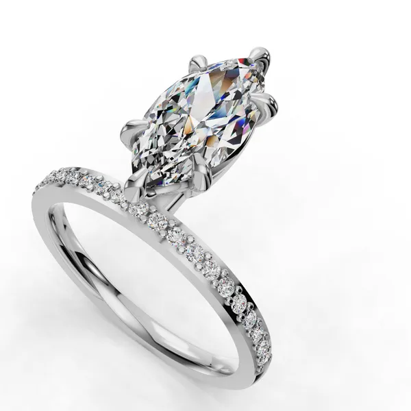 Platinum Marquise Engagement Ring Setting SVS Fine Jewelry Oceanside, NY