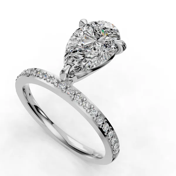 Platinum Pear Engagement Ring Setting SVS Fine Jewelry Oceanside, NY