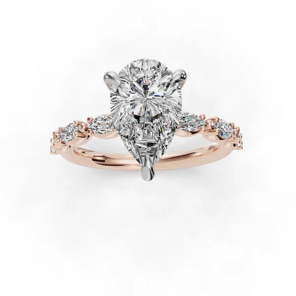 14K Rose Gold Pear Engagement Ring Setting Image 4 SVS Fine Jewelry Oceanside, NY