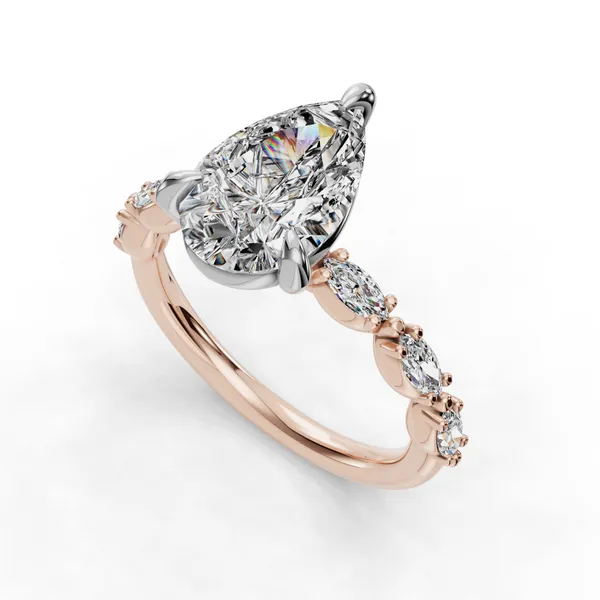 14K Rose Gold Pear Engagement Ring Setting SVS Fine Jewelry Oceanside, NY