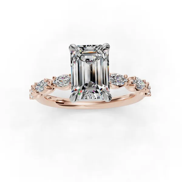 14K Rose Gold Emerald Engagement Ring Setting Image 4 SVS Fine Jewelry Oceanside, NY