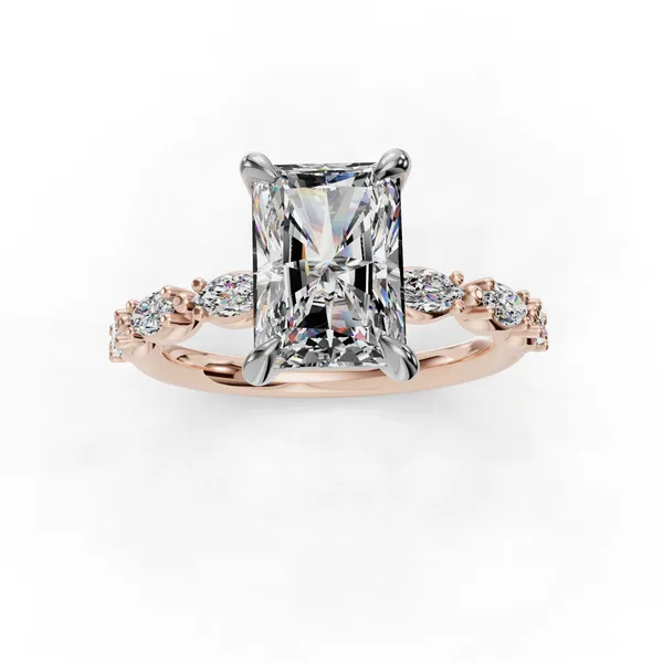 14K Rose Gold Radiant Engagement Ring Setting Image 4 SVS Fine Jewelry Oceanside, NY