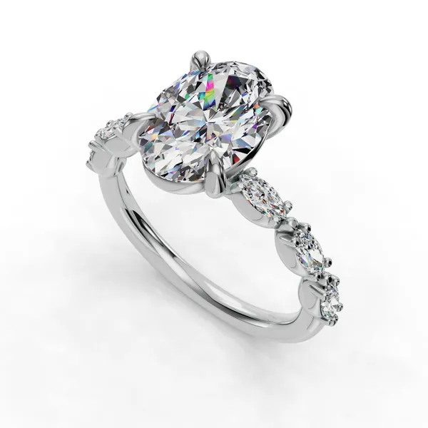 14K White Gold Oval Engagement Ring Setting SVS Fine Jewelry Oceanside, NY