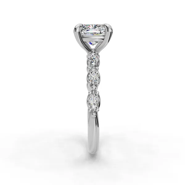 14K White Gold Cushion Engagement Ring Setting Image 3 SVS Fine Jewelry Oceanside, NY