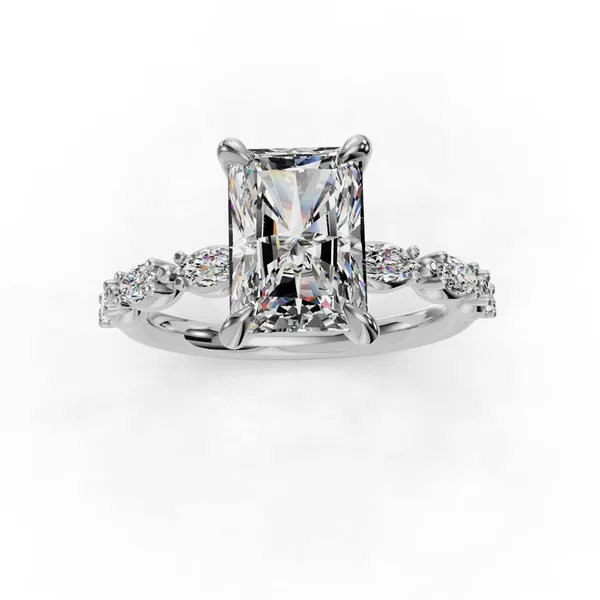 14K White Gold Radiant Engagement Ring Setting Image 4 SVS Fine Jewelry Oceanside, NY