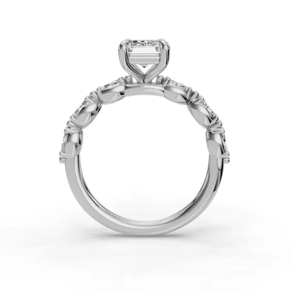 14K White Gold Emerald Engagement Ring Setting Image 2 SVS Fine Jewelry Oceanside, NY