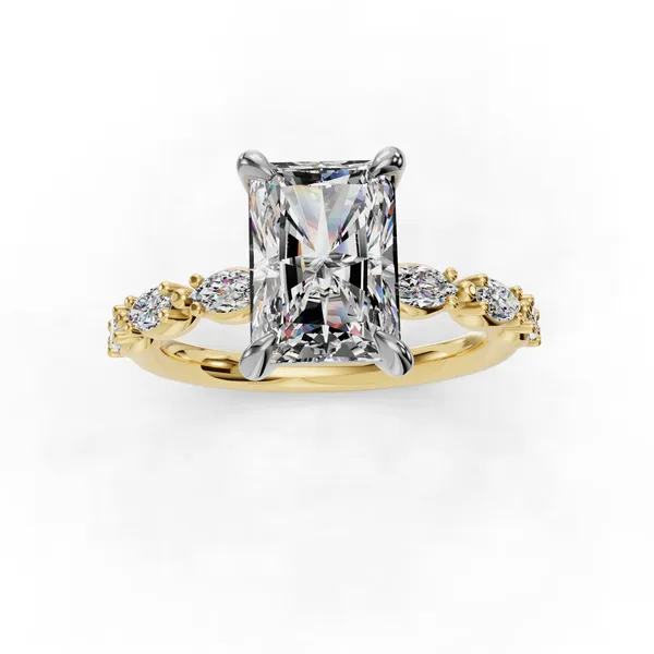 14K Yellow Gold Radiant Engagement Ring Setting Image 4 SVS Fine Jewelry Oceanside, NY