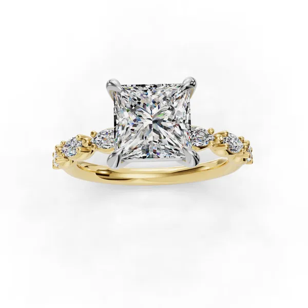 14K Yellow Gold Princess Engagement Ring Setting Image 4 SVS Fine Jewelry Oceanside, NY