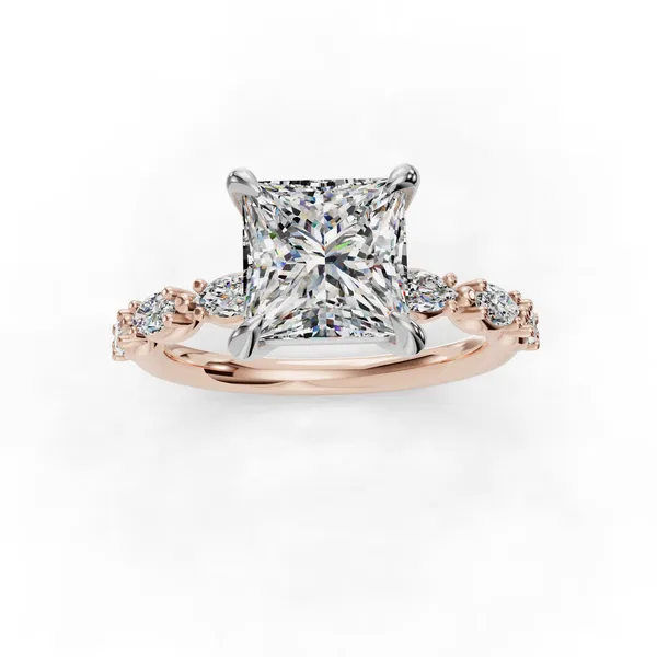 18K Rose Gold Princess Engagement Ring Setting Image 4 SVS Fine Jewelry Oceanside, NY