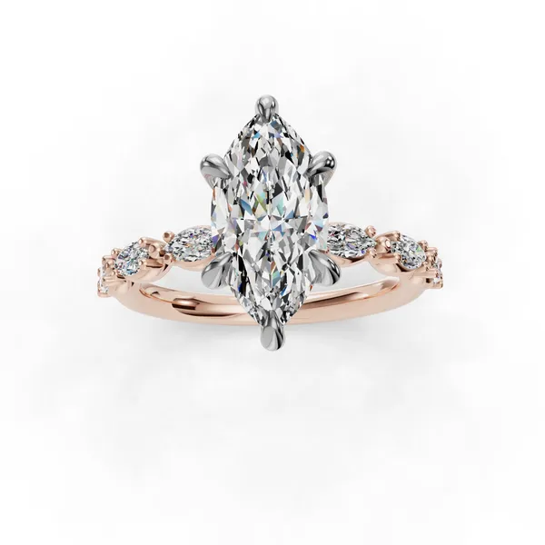 18K Rose Gold Marquise Engagement Ring Setting Image 4 SVS Fine Jewelry Oceanside, NY