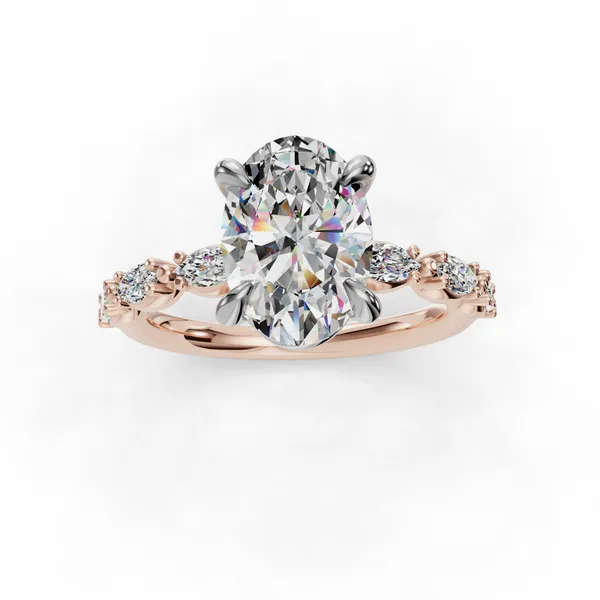 18K Rose Gold Oval Engagement Ring Setting Image 4 SVS Fine Jewelry Oceanside, NY