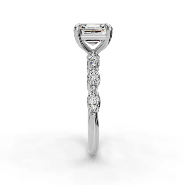 18K White Gold Asscher Engagement Ring Setting Image 3 SVS Fine Jewelry Oceanside, NY