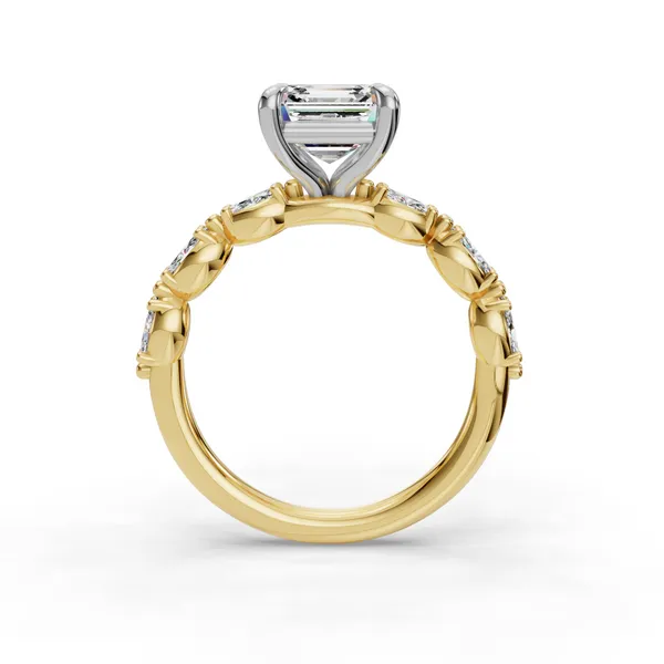 18K Yellow Gold Asscher Engagement Ring Setting Image 2 SVS Fine Jewelry Oceanside, NY